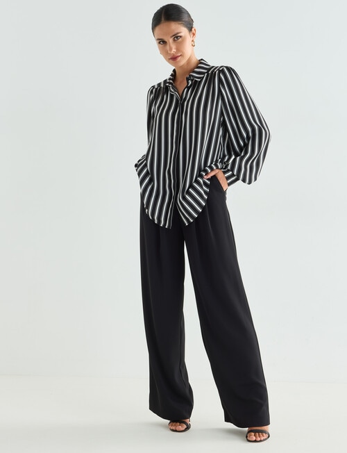 Whistle Fashion Straight Leg Shorter Length Pant, Black product photo View 03 L