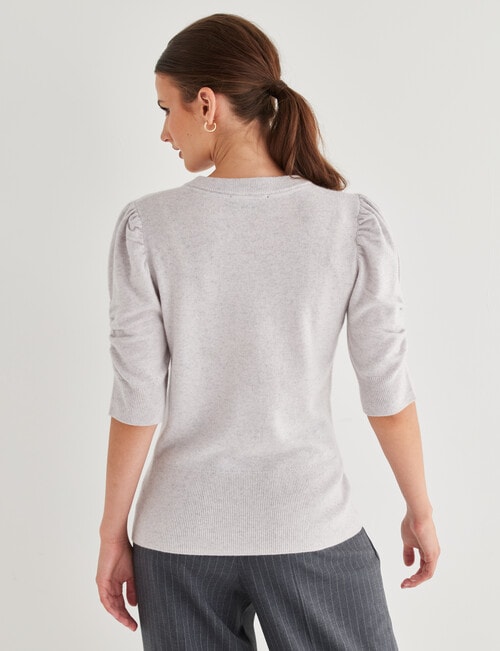 State of play Wool Cashmere Blend Short Sleeve Sweater, Lavender Fog product photo View 02 L