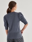State of play Wool Cashmere Blend Short Sleeve Sweater, Gunmetal product photo View 02 S