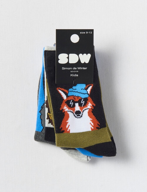 Simon De Winter Wild Mug Short Crew Sock, 3-Pack, Black product photo View 02 L
