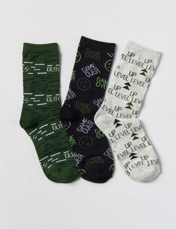 Simon De Winter Gamer Crew Sock, 3-Pack, Green product photo