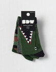 Simon De Winter Croc Crew Sock, 3-Pack, Green product photo View 02 S