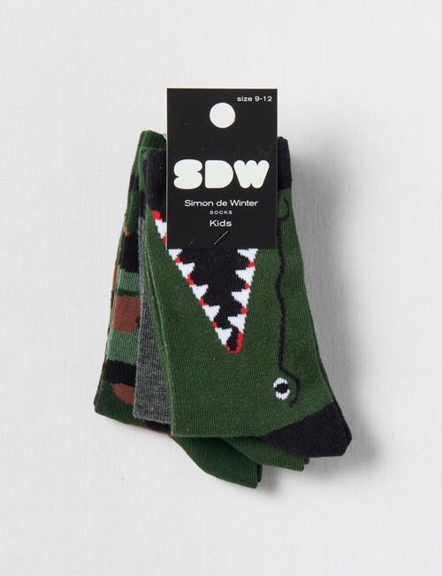 Simon De Winter Croc Crew Sock, 3-Pack, Green product photo View 02 L