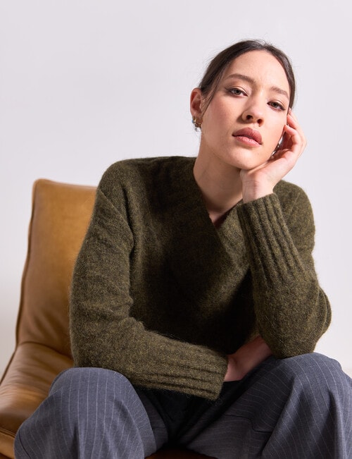 State of play Alpaca Blend V-Neck Sweater, Moss product photo View 04 L