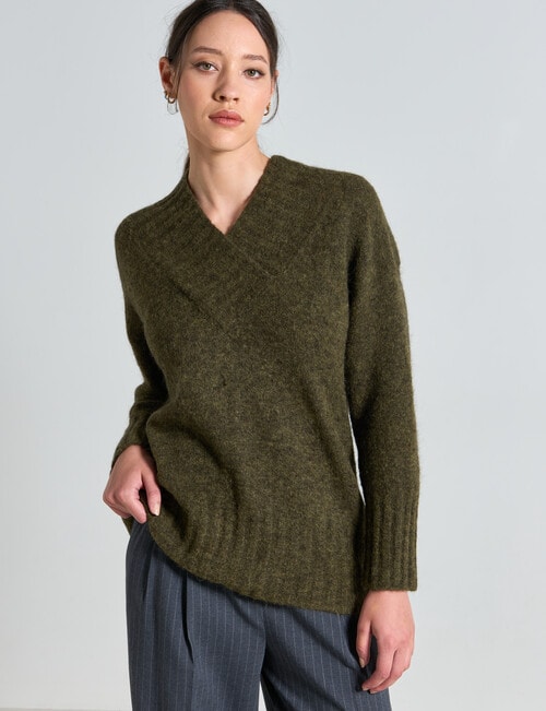 State of play Alpaca Blend V-Neck Sweater, Moss product photo View 05 L