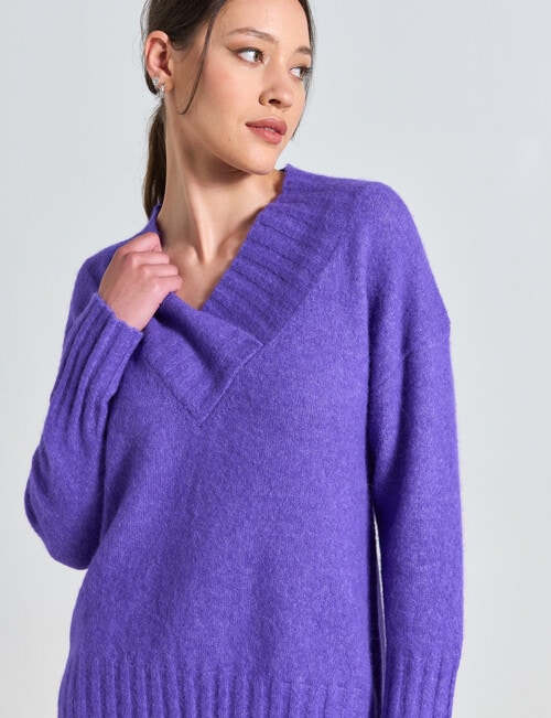 State of play Alpaca Blend V-Neck Sweater, Ultraviolet product photo View 04 L