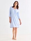 Ruby & Bloom Floral V-Neck Soft Touch Nightie, Blue, 10-26 product photo View 03 S