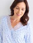 Ruby & Bloom Floral V-Neck Soft Touch Nightie, Blue, 10-26 product photo View 04 S