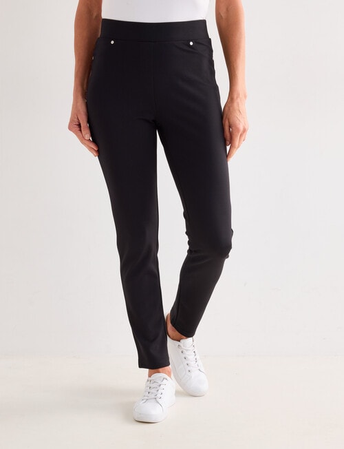 Ella J Ponte Slim Leg Jean, Black product photo
