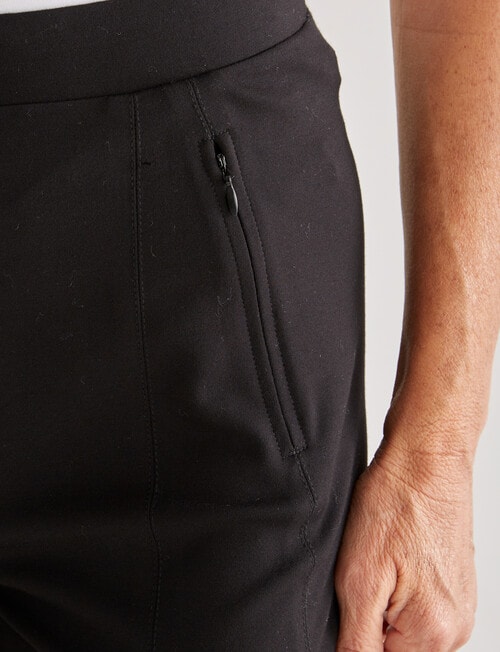 Ella J Shorter Length Zip Detail Ponte Bootleg Pant, Black product photo View 04 L