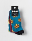 Simon De Winter Mexican Crew Sock, 3-Pack, Teal product photo View 02 S