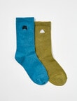 Simon De Winter Game Rib Crew Sock, 2 Pack, Blue & Green, 8-16 product photo