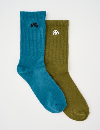 Simon De Winter Game Rib Crew Socks, 2-Pack, Blue product photo