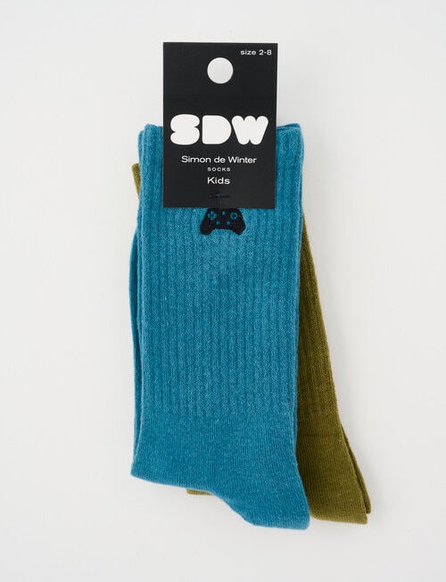Simon De Winter Game Rib Crew Socks, 2-Pack, Blue product photo View 02 L