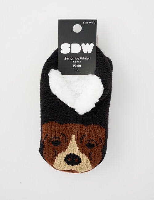 Simon De Winter Sherpa Bulldog Home Sock, Black product photo View 02 L