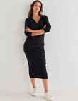 Whistle Knitted Rib Column Skirt, Black product photo View 03 S