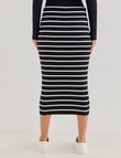 Whistle Knitted Rib Column Skirt, Black & White Stripe product photo View 02 S