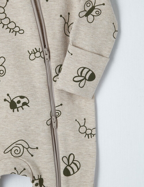 Teeny Weeny Sleep Bugs Life Fleece Sleepsuit, Beige product photo View 02 L