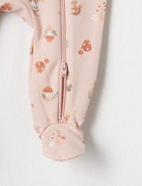 Teeny Weeny Sleep Whimsy Forest Fleece Sleepsuit, Blush product photo View 03 L
