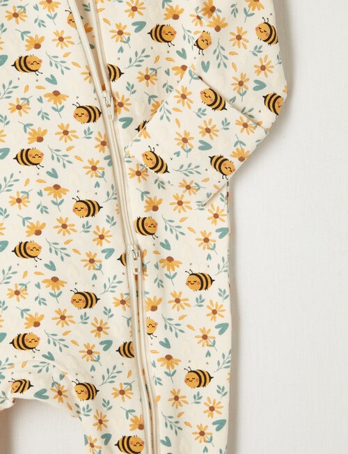 Teeny Weeny Sleep Bees Fleece Sleepsuit, Cream product photo View 02 L
