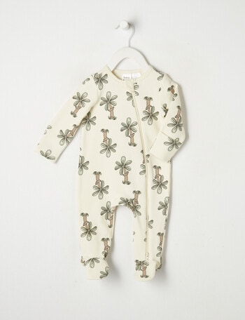 Teeny Weeny Sleep Palm Tree Fleece Sleepsuit, Cream product photo
