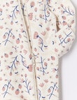 Teeny Weeny Sleep Flower Fleece Sleepsuit, White & Elsie Pink product photo View 02 S