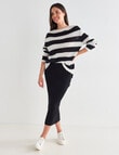 Whistle Stripe Long Sleeve Fluffy Jumper, Black & Cream product photo View 03 S