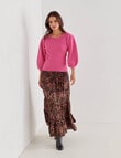 Whistle 3/4 Puff Sleeve Sweater, Hot Pink product photo View 03 S