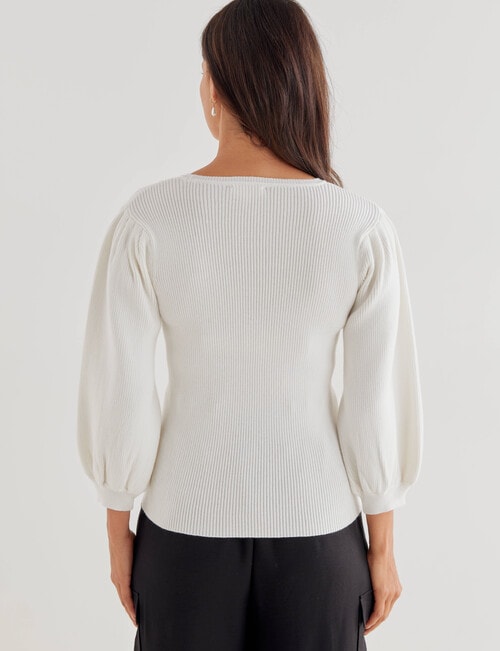 Whistle 3/4 Puff Sleeve Sweater, Cream product photo View 02 L
