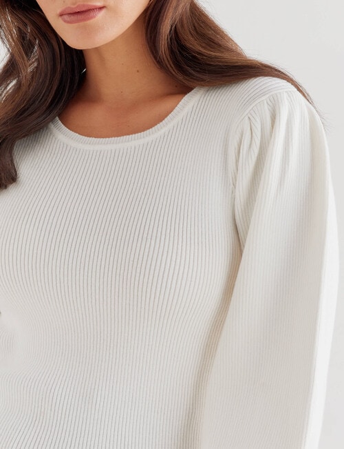 Whistle 3/4 Puff Sleeve Sweater, Cream product photo View 04 L