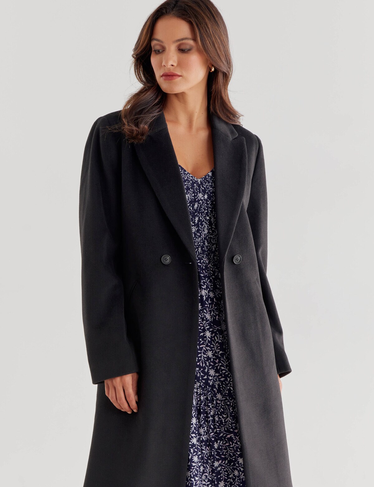 Whistle Crombie Coat, Black Coats & Jackets