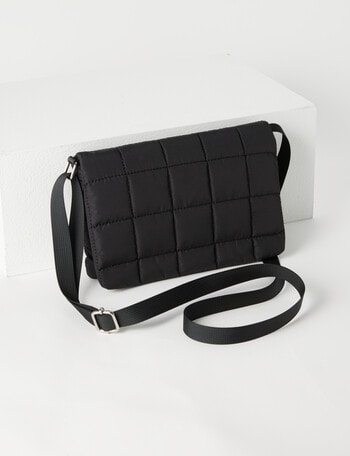 Zest Quilted Foldover Crossbody Bag, Black product photo
