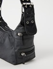 Zest Double Zip Buckle Shoulder Bag, Black product photo View 02 S