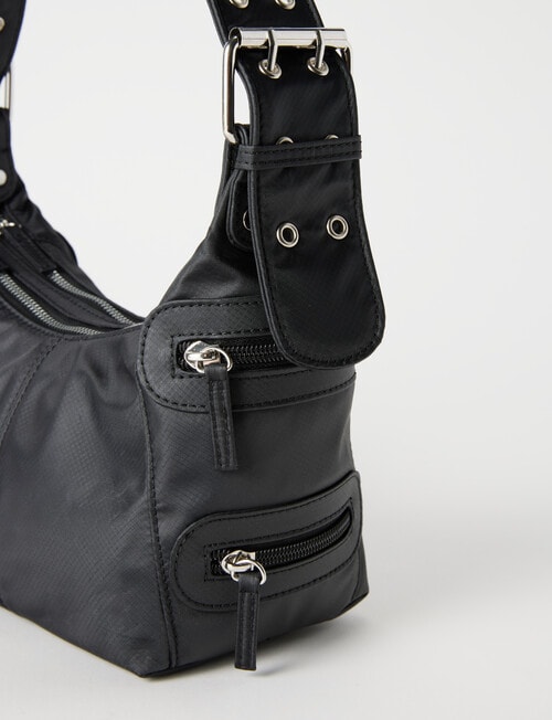 Zest Double Zip Buckle Shoulder Bag, Black product photo View 02 L