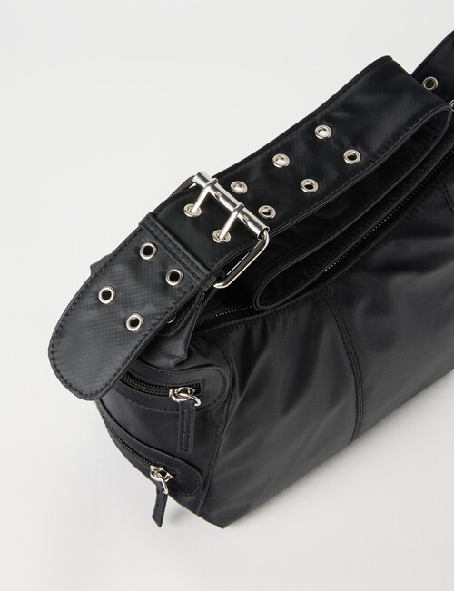 Zest Double Zip Buckle Shoulder Bag, Black product photo View 04 L