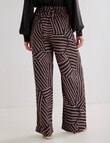 Whistle Printed Palazzo Pant, Black & Chocolate product photo View 02 S