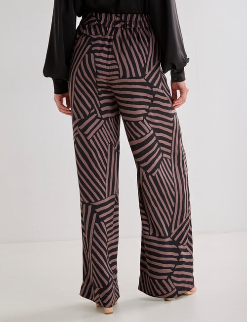 Whistle Printed Palazzo Pant, Black & Chocolate product photo View 02 L