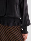 Whistle Satin Shirred Waist Top, Black product photo View 04 S