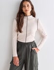 Mineral Contrast Stitch Rib Top, Oatmeal product photo View 03 S