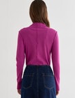 Mineral Contrast Stitch Rib Top, Magenta product photo View 02 S