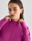Mineral Contrast Stitch Rib Top, Magenta product photo View 04 S