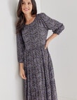 Whistle Ditsy 3/4 Sleeve Tiered Dress, Lavender product photo View 03 S