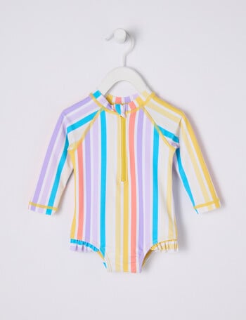 Teeny Weeny Long-Sleeve Swimsuit, Candy Stripe product photo