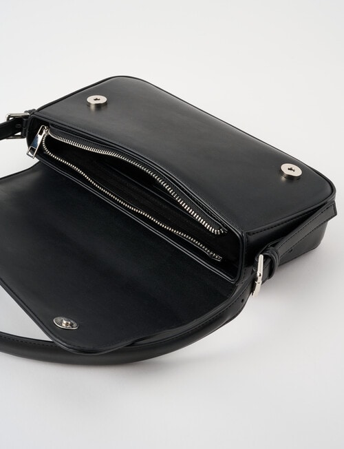 Whistle Accessories Asymmetric Foldover Shoulder Bag, Black product photo View 06 L