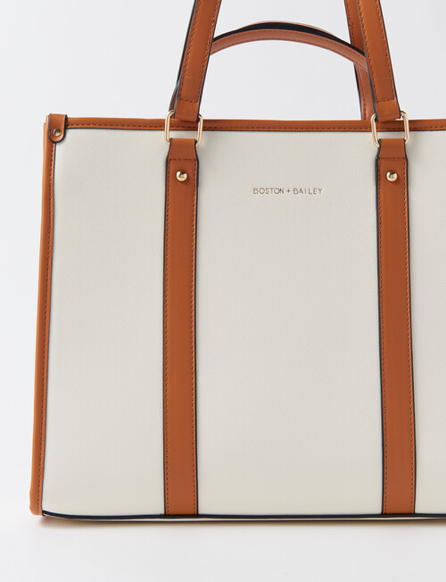 Boston + Bailey Contrast Trim Tote Bag, Cream & Tan product photo View 06 L