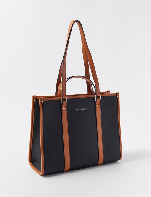 Boston + Bailey Contrast Trim Tote Bag, Black & Tan product photo