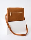 Whistle Accessories Faux Suede Barrel Crossbody Bag, Tan product photo View 02 S