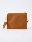 Whistle Accessories Faux Suede Barrel Crossbody Bag, Tan product photo View 03 S
