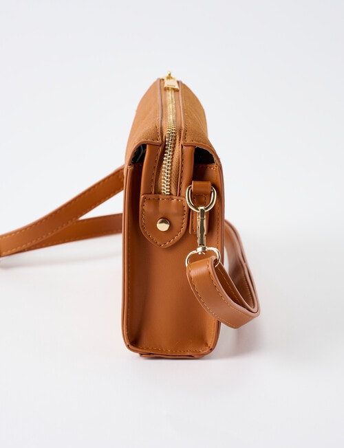 Whistle Accessories Faux Suede Barrel Crossbody Bag, Tan product photo View 05 L