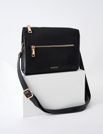Whistle Accessories Faux Suede Barrel Crossbody Bag, Black product photo